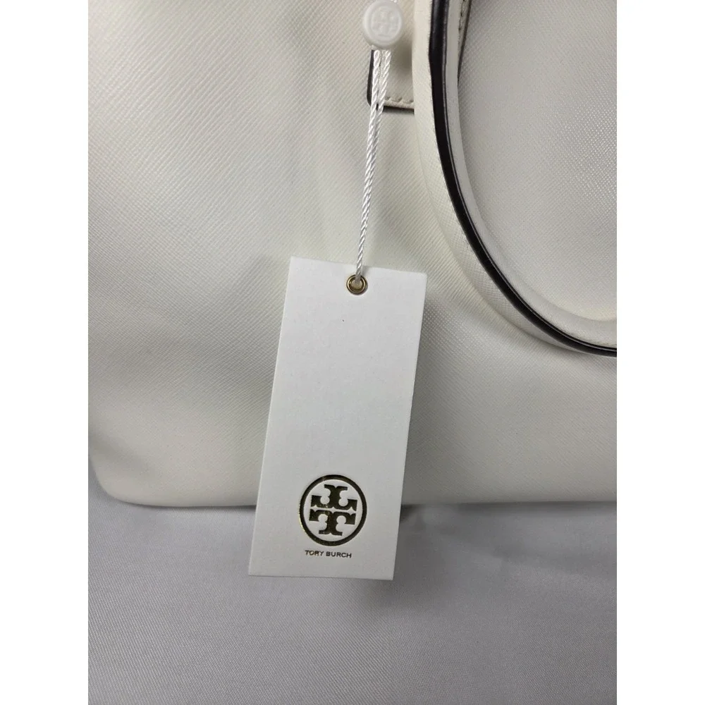 Tory Burch Leather Robinson Double Zip Large Tote  New Ivory Nwt